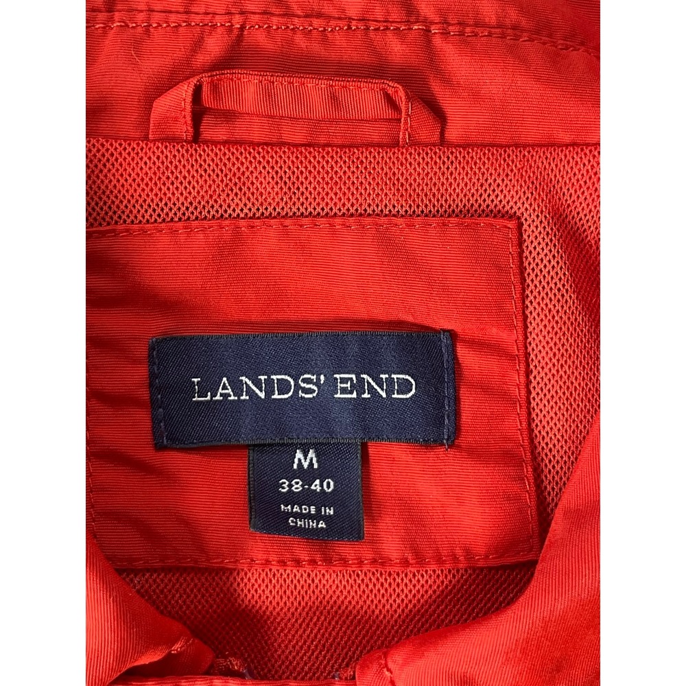 Lands' End Mens Medium Field Jacket Red Lightweight Nylon Utility Coat 435444 - Picture 2 of 16